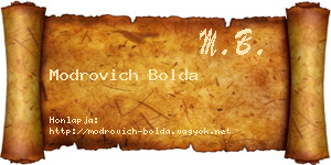 Modrovich Bolda névjegykártya